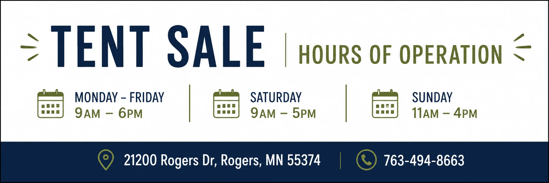 Tent Sale Hours banner